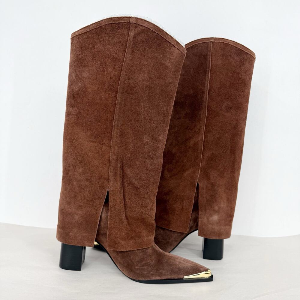 SCHUTZ Womens Raffaela Up Cloak Knee High Boots US 9 M Root Brown Suede NWOB - Picture 7 of 14